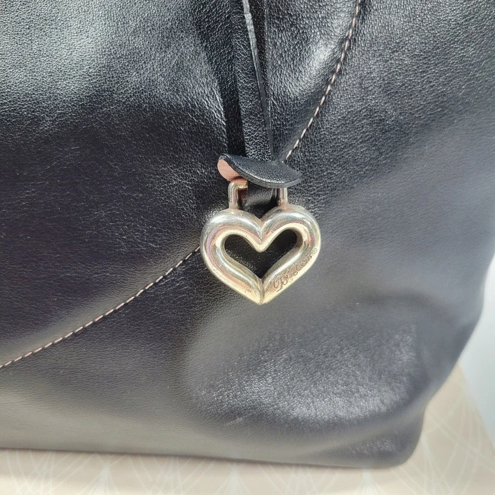 Y2K Brighton Jodi Leather Handbag Purse Black Reversible French Country Tote